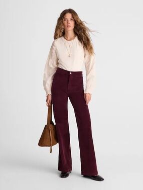 *NWT* Madewell Petite Wide-Leg Corduroy Pant, Dark Pomegranate, 25